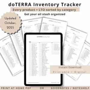 mockup of the 2025 doterra inventory tracker