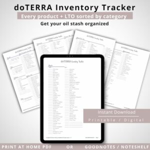 printable doterra inventory sheet mockup