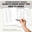 doterra inventory list with hand writing on the tracker sheet