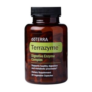 bottle of doterra terrazyme food enzymes on a white background