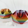 Rainbow essential oil storage stand on white background