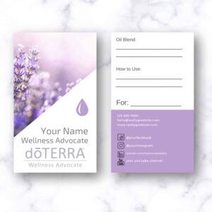 Personalized doTERRA business card for wellness advocates. Digital File to download and send to a printer