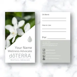 doterra business card with a jasmine flower. personalized digital download