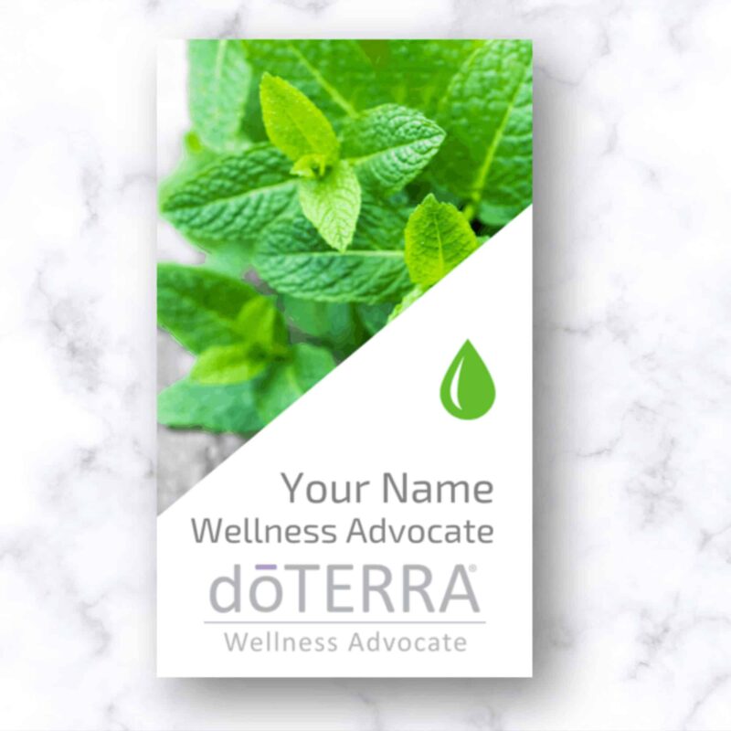 doterra business card with peppermint plant is personalized. receive a digital download pdf file