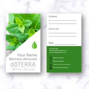 doterra business card personalized digital download with peppermint plant
