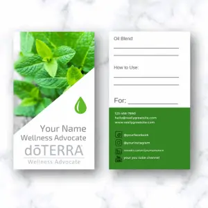 doterra business card personalized digital download with peppermint plant