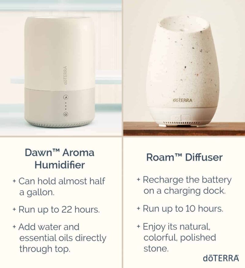 the doterra roam diffuser vs the doterra dawn humidifier diffuser