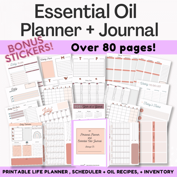 pages from the esential oil journal and planner printable
