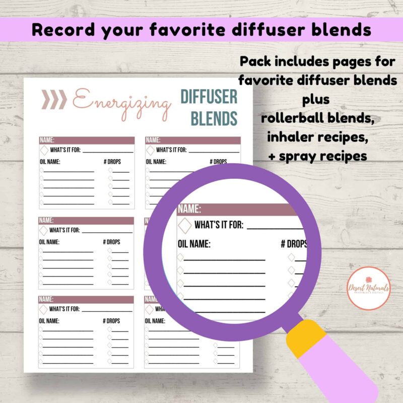 essential oil life planner recipe pages Record your favorite diffuser blends, inhaler recipes, rollerball recipes, and essential oil sprays