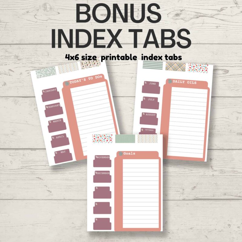 essential oil printable planner binder index tabs Bonus printable binder index tabs for your printable essential oil planner