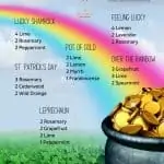 Essential Oil diffuser blends for St. Patrick's Day with a rainbow and pot of gold