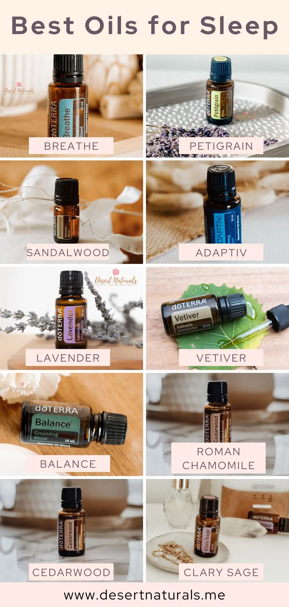 Images of some of the best doterra essential oils for sleep