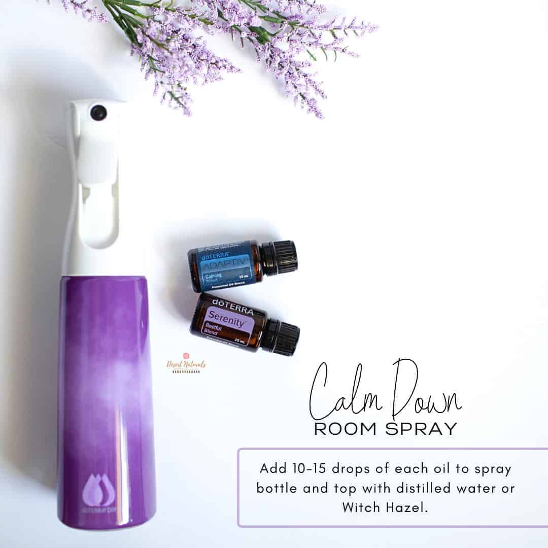 the doterra ultra fine mist sprayer with lavender and adaptive essential oil to make a calm down stress spray