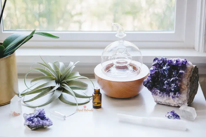 essential oil diffuser for sleep with amethyst crystal