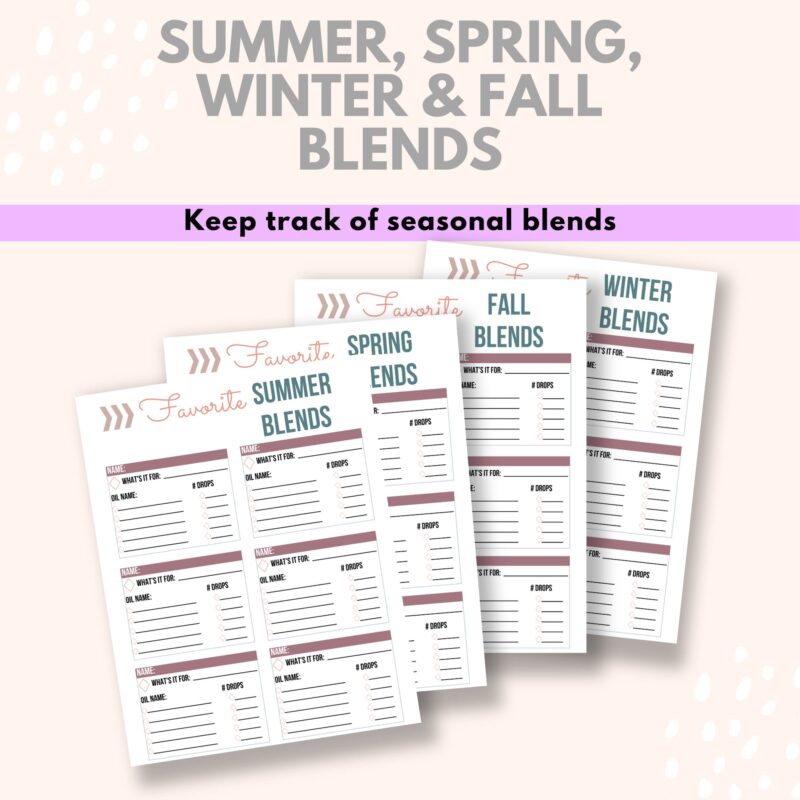 essential oil journal mockup seasons images of the seasonal diffuser blend pages in the printable essential oil journal