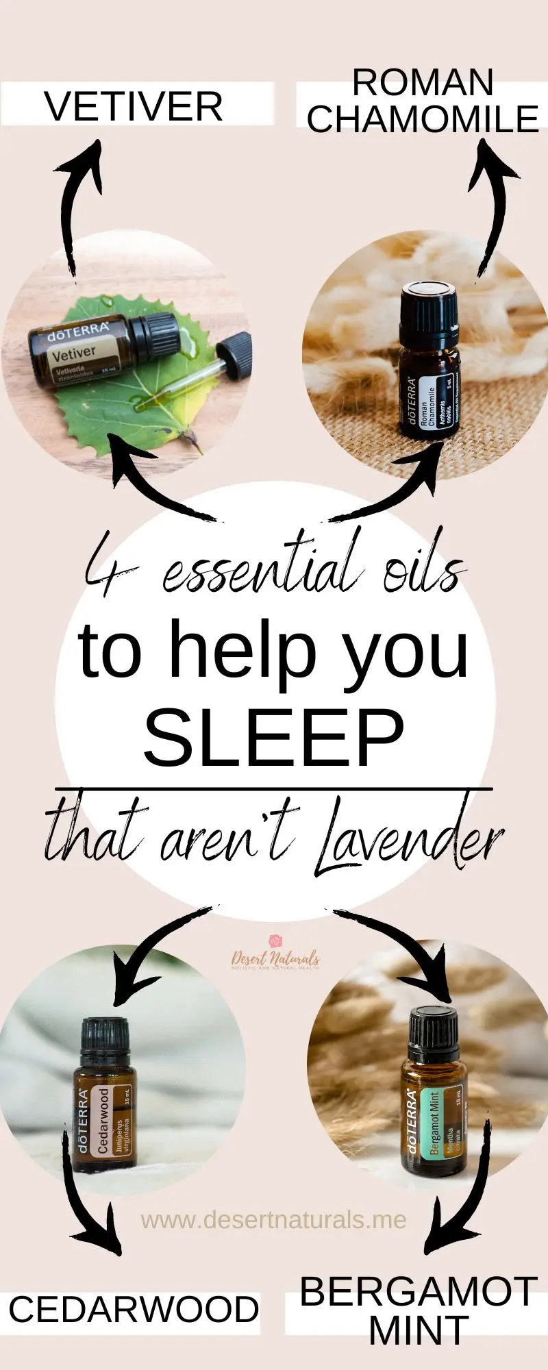 4 essential oils to help you sleep that aren't lavender: Roman Chamomile, Vetiver, Bergamot Mint, Cedarwood