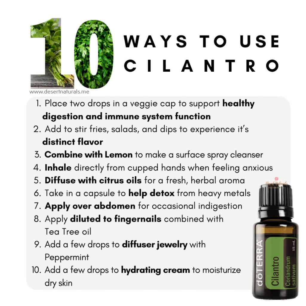 a list of 10 ways to use doterra cilantro essential oil