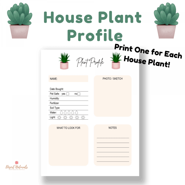 plant journal house plant profile printable page