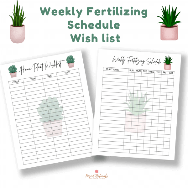 house plant journal weekly ferilizing schedule and wish list printable