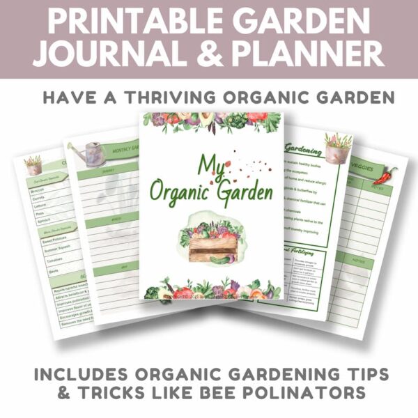 mockup of printable garden journal for organic garden planning