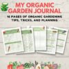 my organic garden journal over 16 pages of oragnic gardening tips tricks and planner. 5 pages from the planner with watercolor vegetables