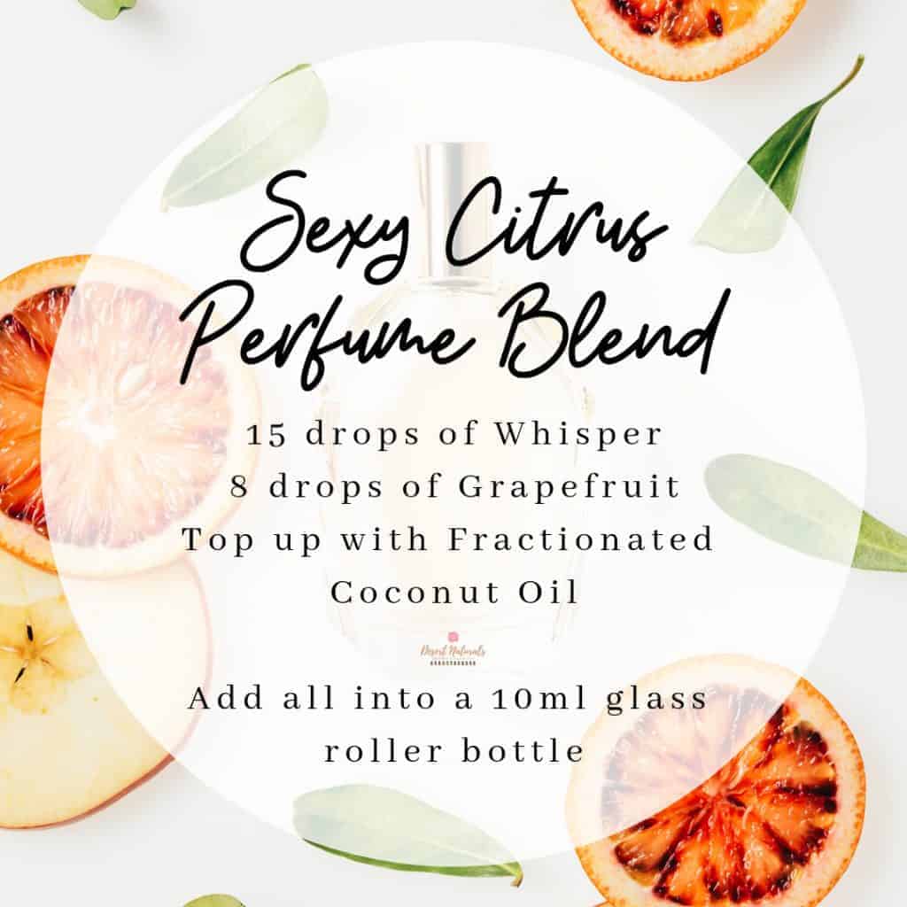 sliced citrus with homemade essential oil perfume blend recipe using citrus oils