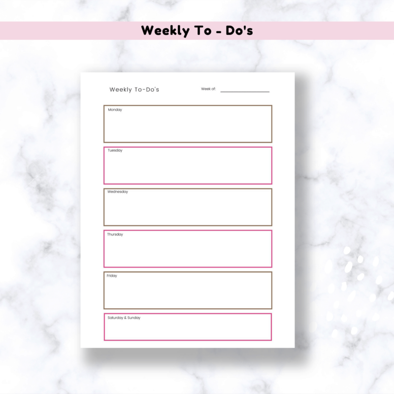social media marketing content planner weekly