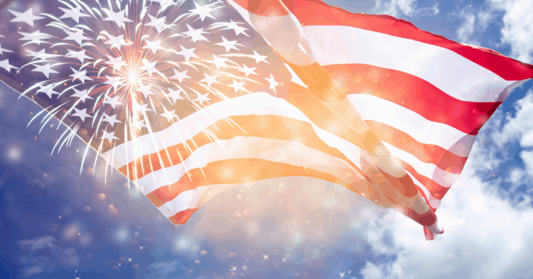 us flag in the sky with a sparker for 4th of July