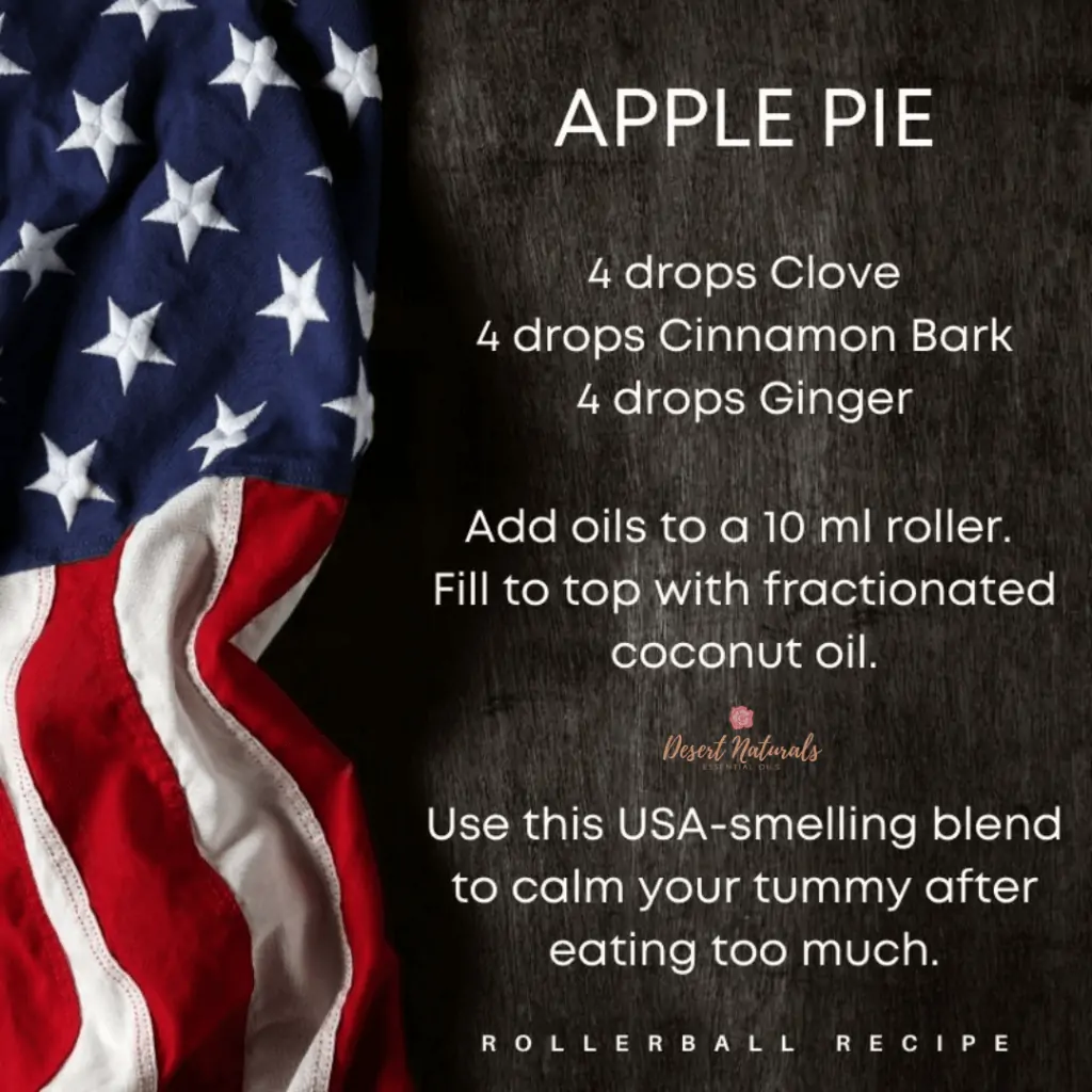 apple pie rollerball recipe with flag on side 4th of july theme