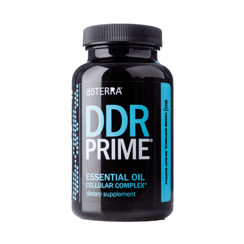 a bottle of the doTERRA DR Prime Softgels on a white background