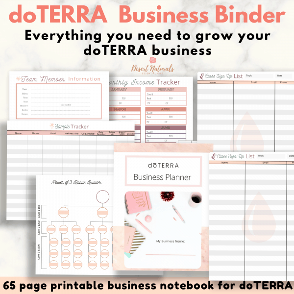 pages from the doTERRA Business binder printable