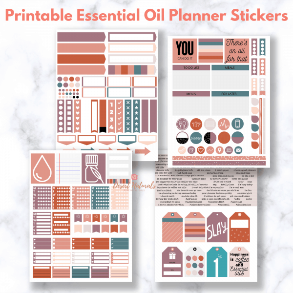 printable planner stickers with essential oil theme from the doterra essential oil business planner and binder