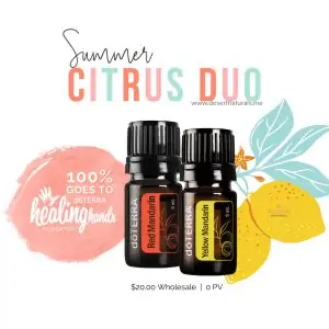 summer citrus duo give back promo info with 5ml bottle of red mandarin and yellow mandarin