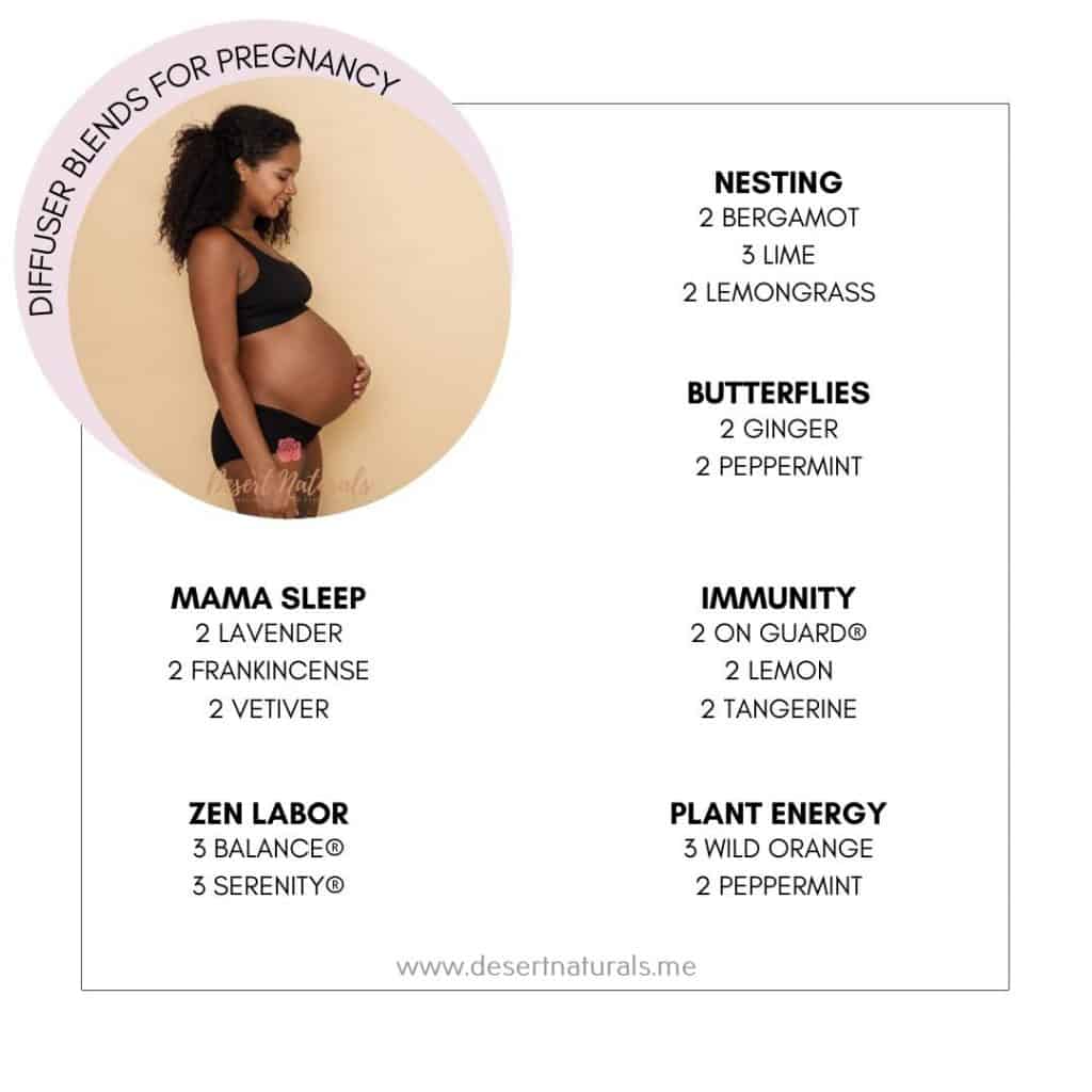 pregnant woman with a list of diffuser blends