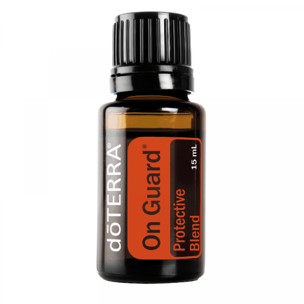 15ml bottle of doTERRA On Guard Essential Oil on white background