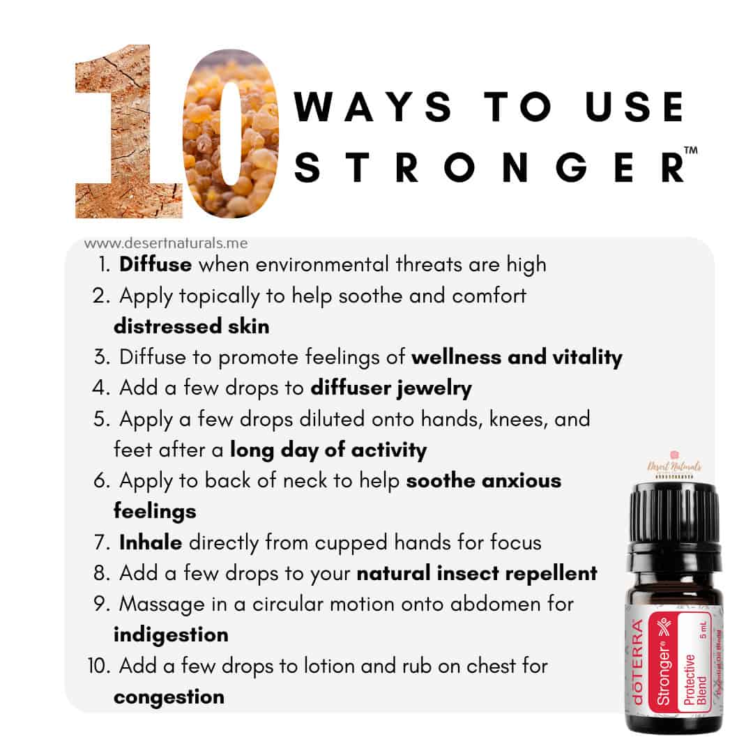 a list of 10 ways to use doTERRA stronger with a 5ml bottle of the essential oil