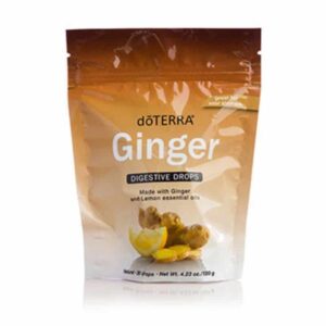 bag of doterra ginger lozenges on white background