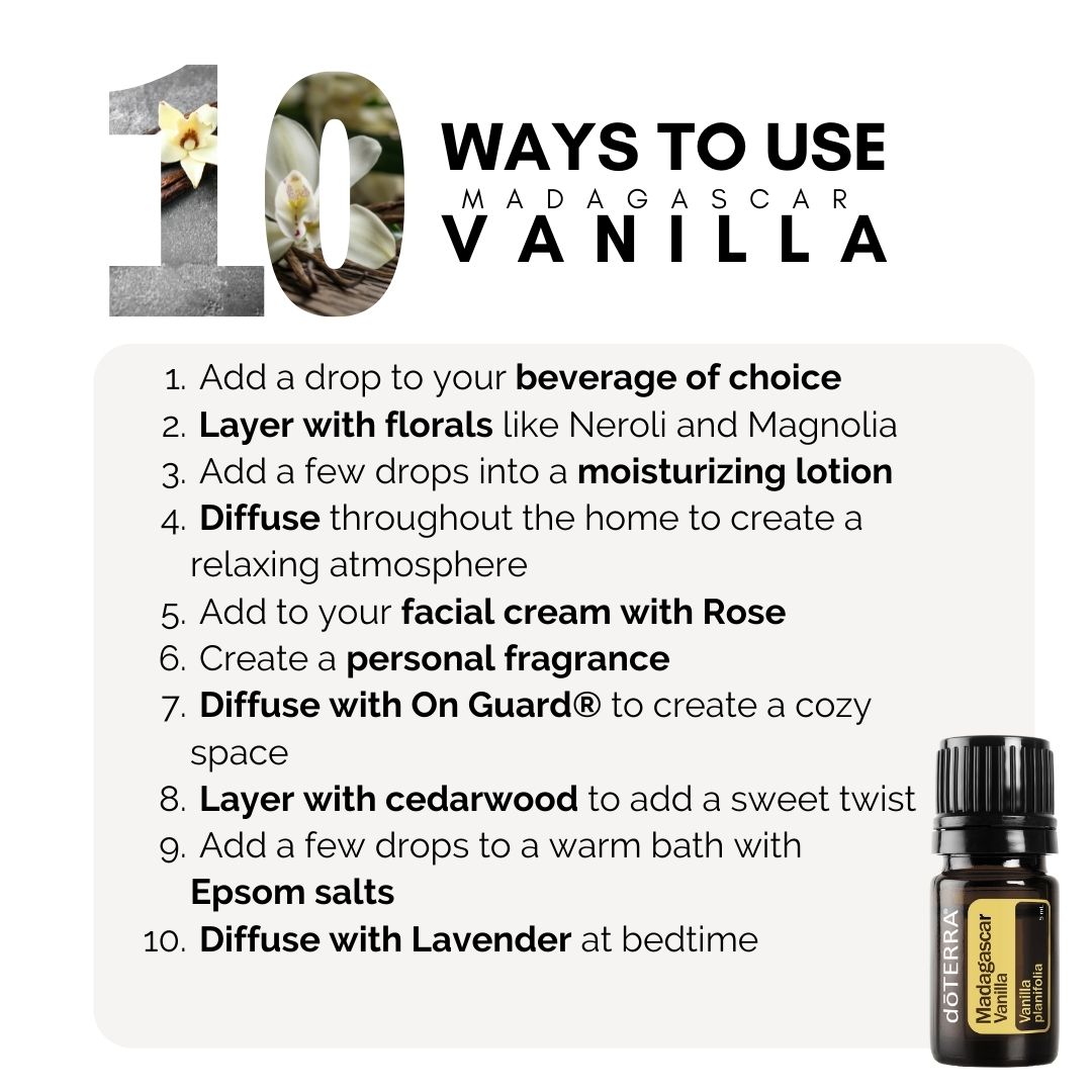 a list of 10 ways to use doterra vanilla essential oil