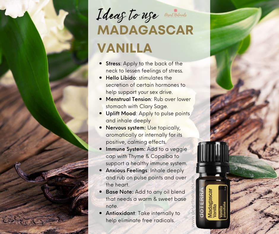 a list of ideas on ways to use vanilla essential oil