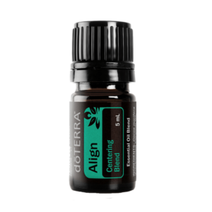 white background with bottle of doterra align 5ml essential oil blend