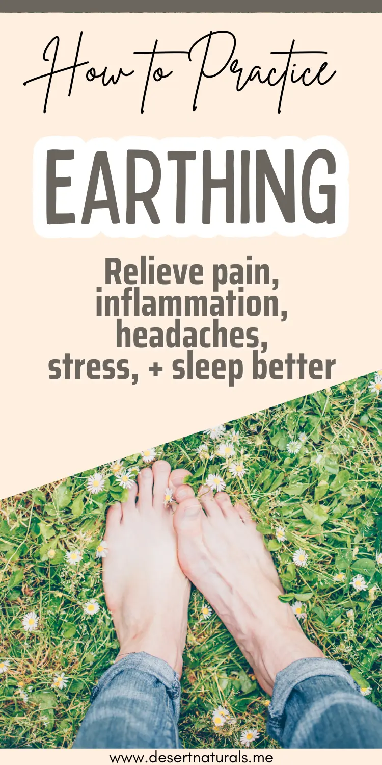 photo of a woman's bare feet in grass practicing earthing 