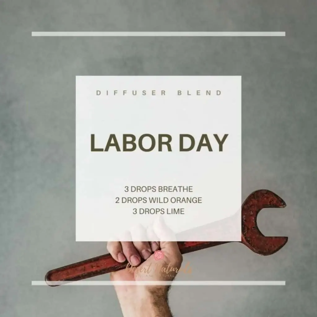 hand holding a wrench with a labor day diffuser blend recipe
