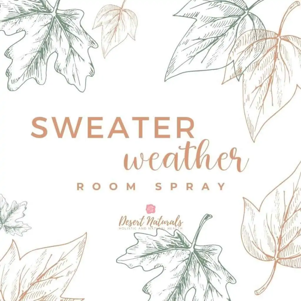 hand drawn leaves with text sweater weather fall essential oil room spray