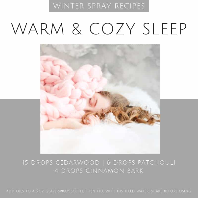 woman sleeping with thick pink blanket with essential oil spray recipe