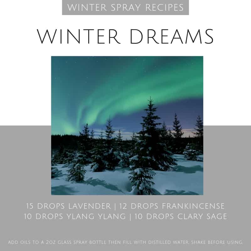 the aurora borealis wwith winter dream essential oil spray recipe