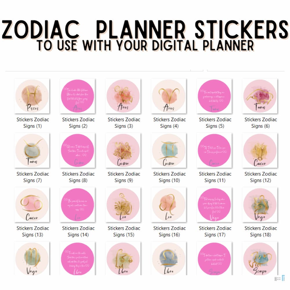 cropped zodiac digital planner stickers