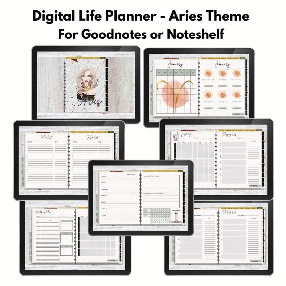 ipad screens of the zodiac digital Life planner for aries