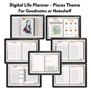 mockup of the zodiac pisces undated digital planner for the ipad