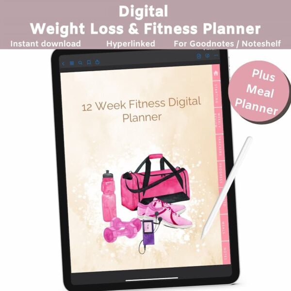 mockup of digital weight loss journal cover on an ipad