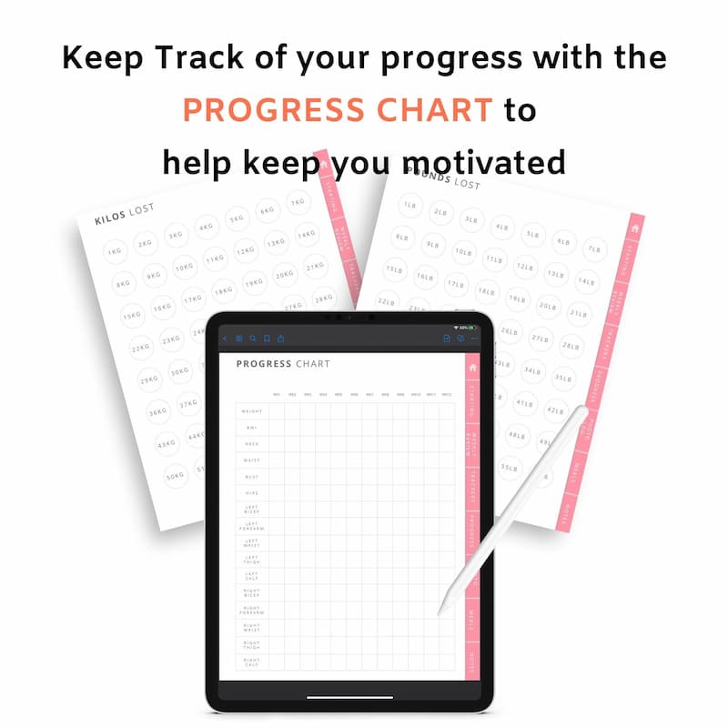 digital weight loss journal progress chart